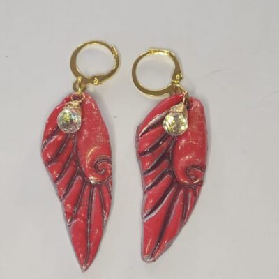Red & Gold Angel Wing Earrings