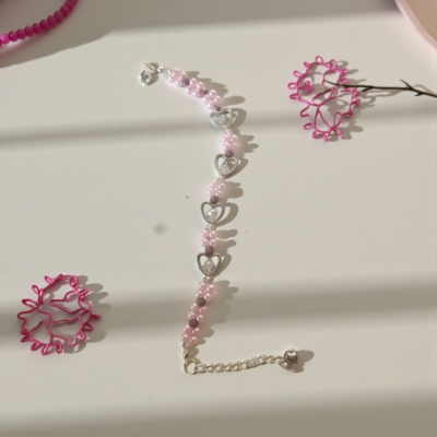 Pink heart bracelet